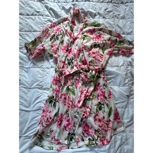 Show Me Your Mumu Robe OS White Pink Green Floral Kimono Robe -  HiLo